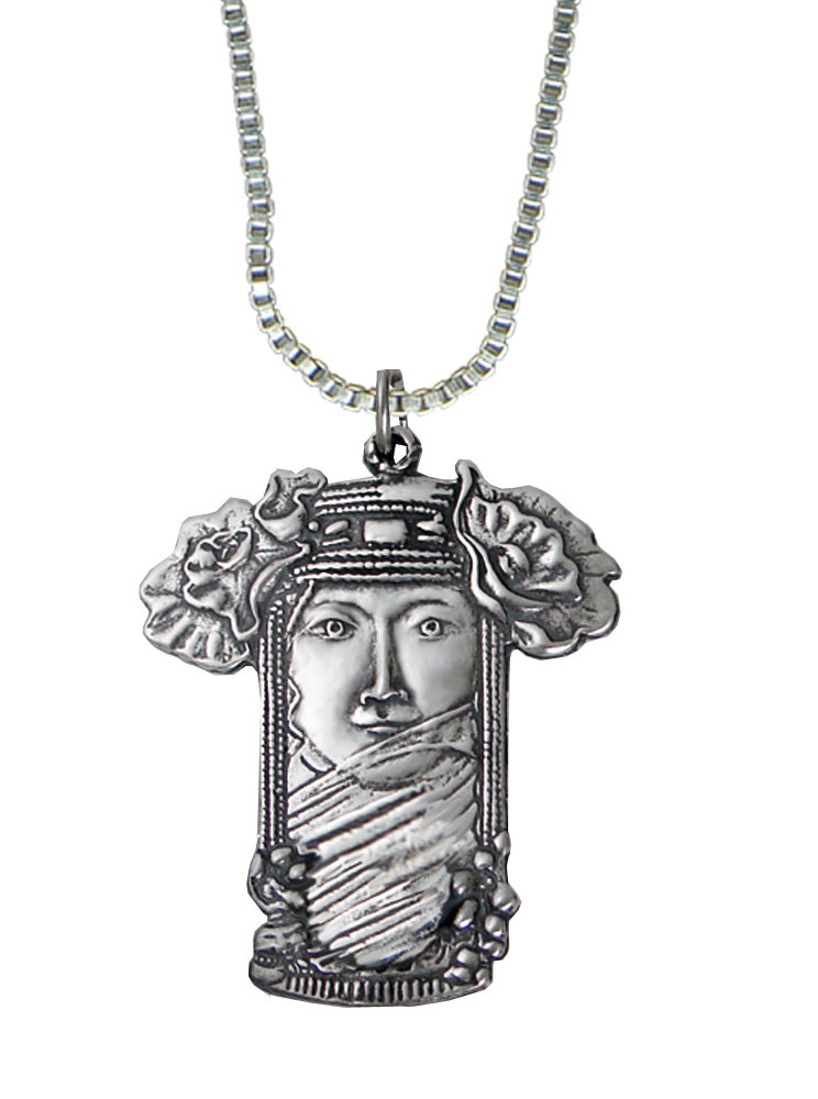 Sterling Silver Veiled Woman Maiden Aromatherapy Pendant Necklace