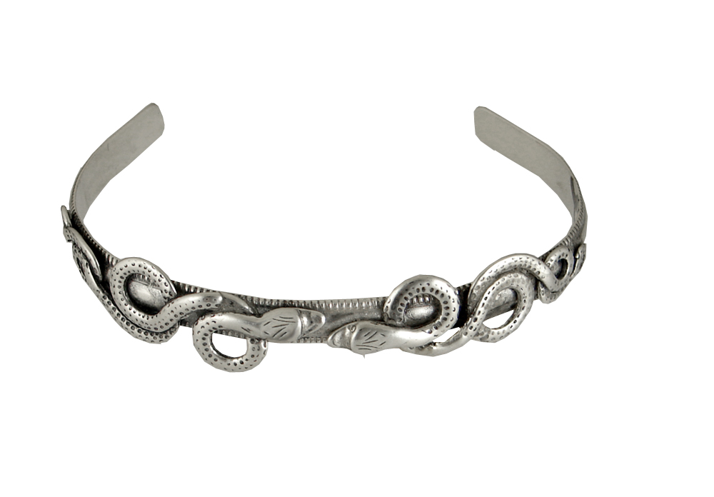 Sterling Silver Two Snakes Meeting Cuff Bracelet