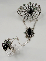 Sterling Silver Spider Web Slave Bracelet with Black Onyx