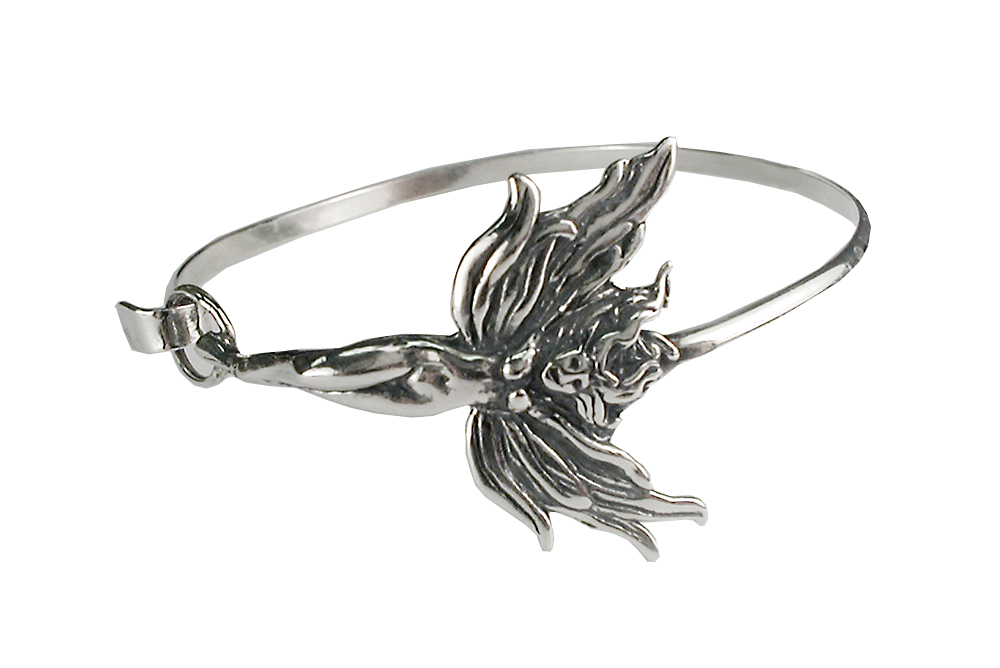 Sterling Silver Fairy Strap Latch Spring Hook Bangle Bracelet
