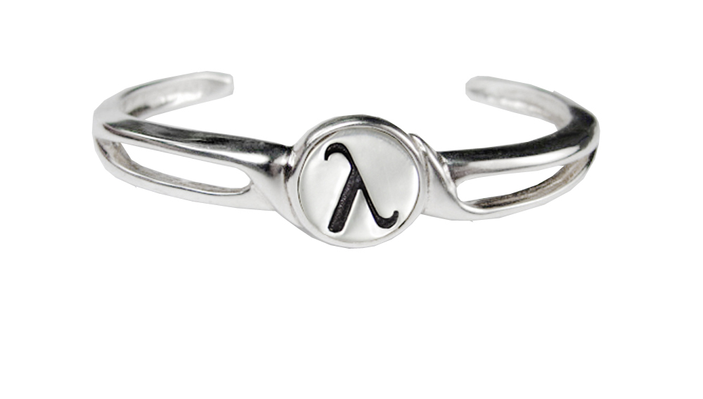 Sterling Silver Heavy Weight Lambda Cuff Bracelet