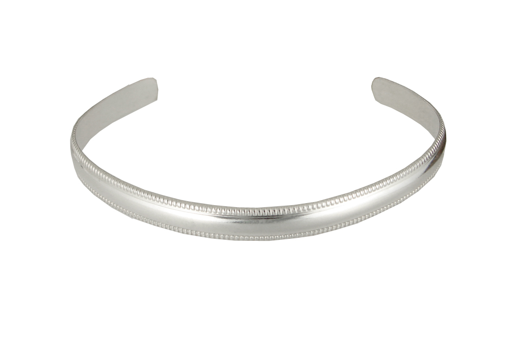 Sterling Silver Plain With Coin Roll Edges Cuff Bracelet