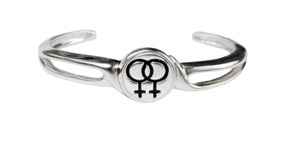 Sterling Silver Lesbian Female Gay Pride Symbol Cuff Bracelet