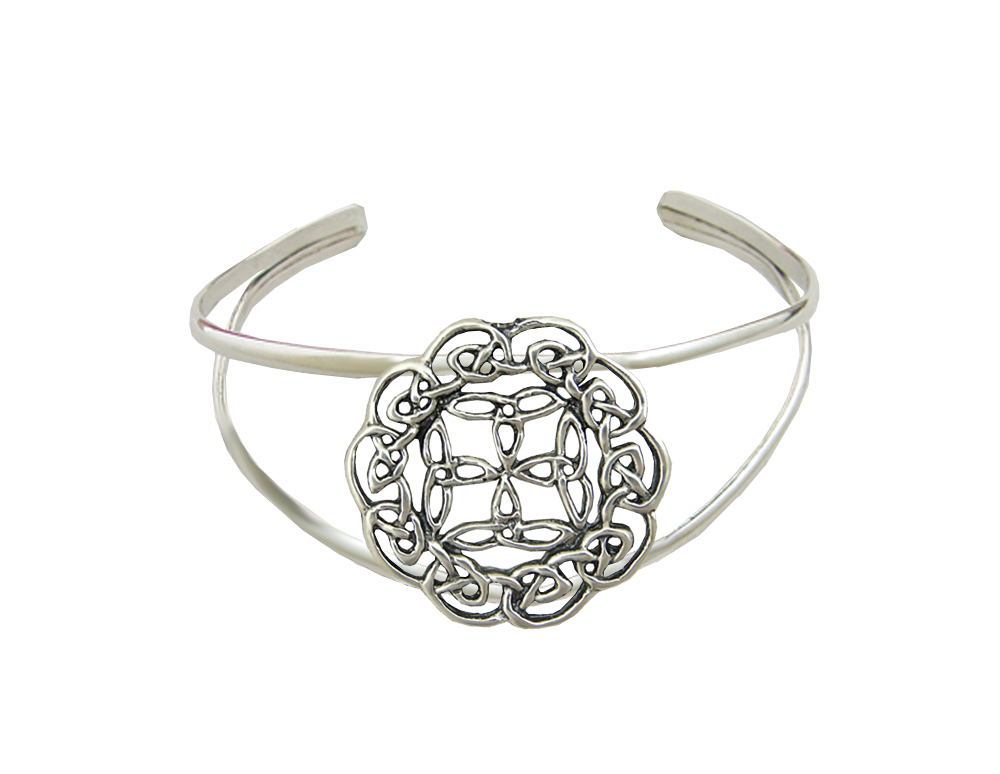 Sterling Silver Celtic Knot Strap Latch Spring Hook Bangle Bracelet for Comfort