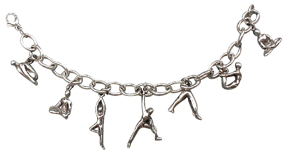 Sterling Silver Yoga Charm Bracelet With 7 Favorite Yoga Positions