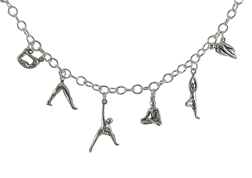 Sterling Silver Yoga Charm Bracelet With 6 Favorite Yoga Positions