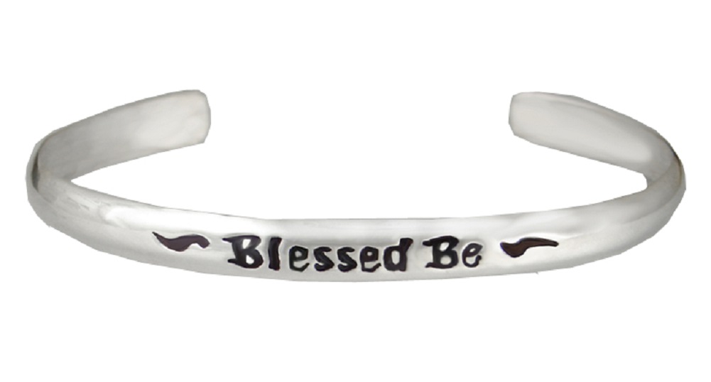 Sterling Silver Blessed Be Message Cuff Bracelet