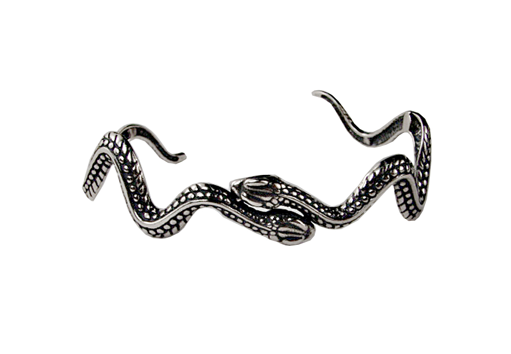 Sterling Silver Two Lover Snakes Cuff Bracelet