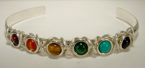 Sterling Silver Cuff Bracelet with Pride Colors in Stones