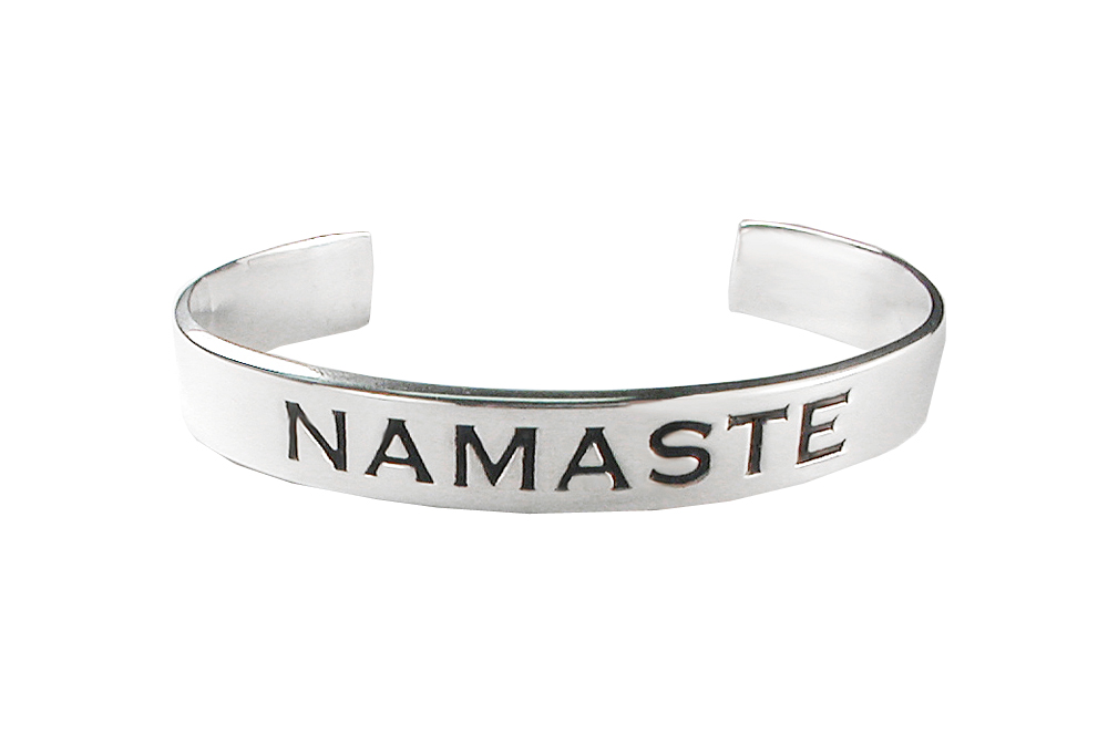 Sterling Silver Namaste Cuff Bracelet for the Standard Size Wrist