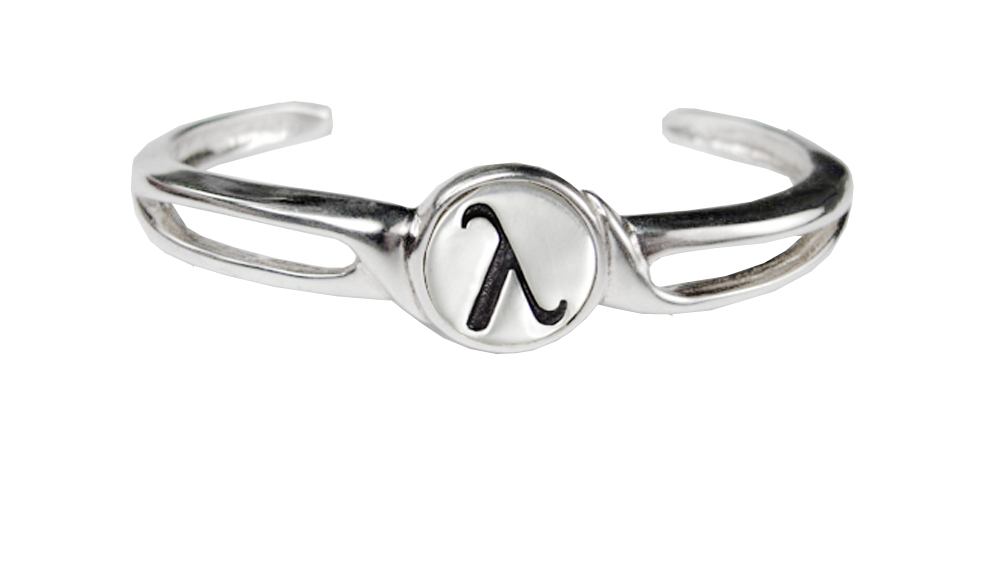 Sterling Silver Heavy Weight Lambda Gay Pride Cuff Bracelet for the Larger Wrist