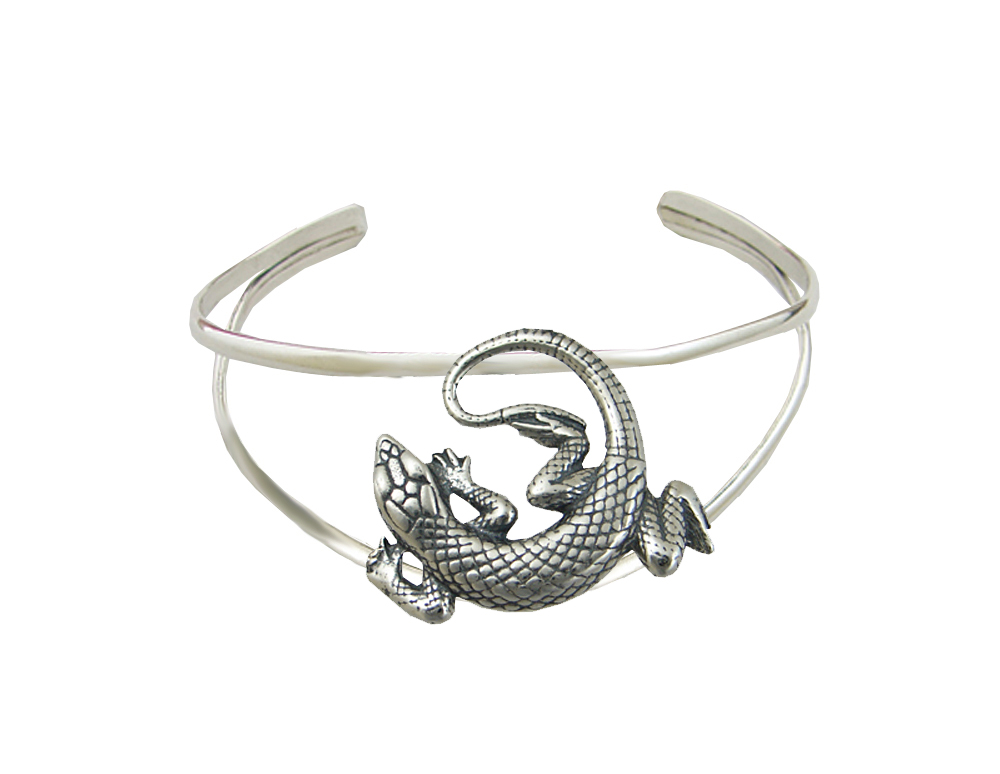 Sterling Silver Lively Lizard Cuff Bracelet