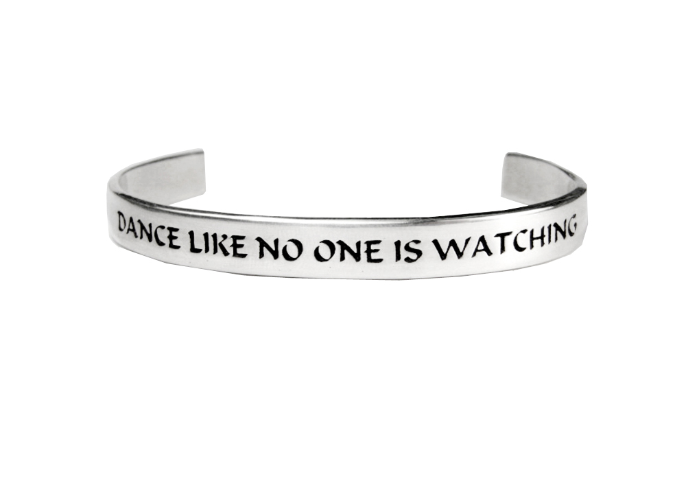 Sterling Silver Dance Like No One is Watching Message Cuff Bracelet