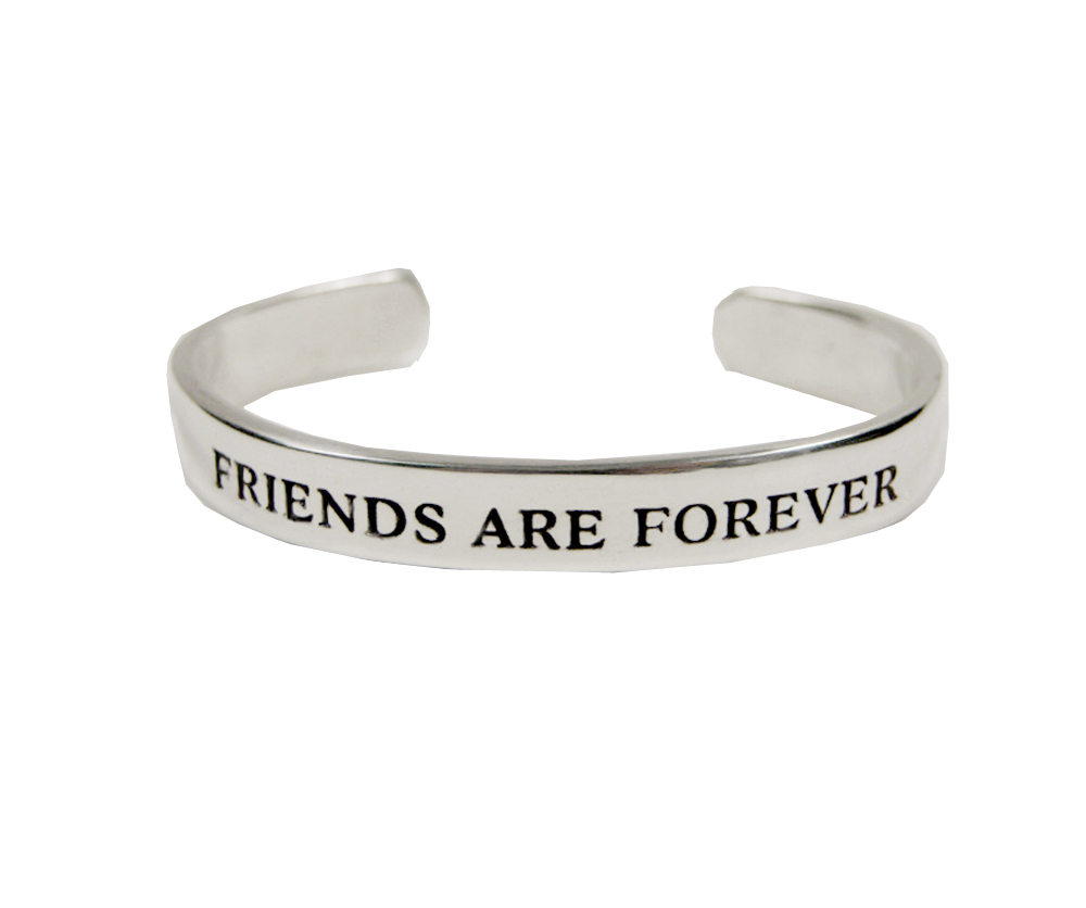 Sterling Silver "Friends Are Forever" Message Cuff Bracelet