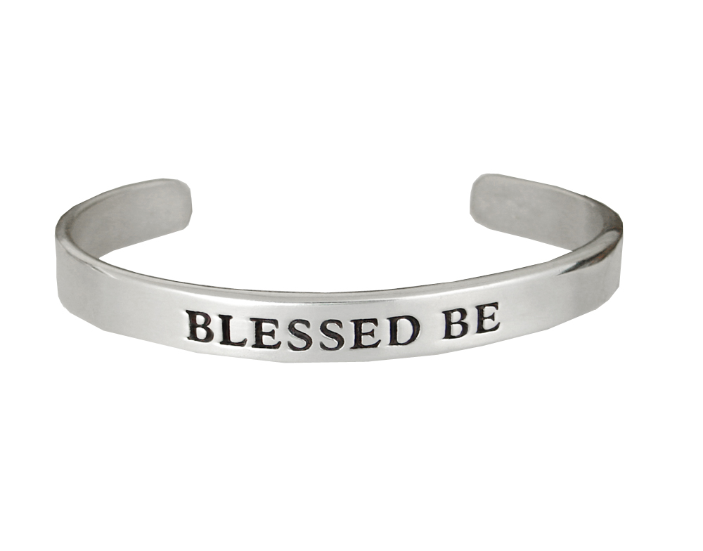 Sterling Silver Heavyweight "Blessed Be" Message Cuff Bracelet