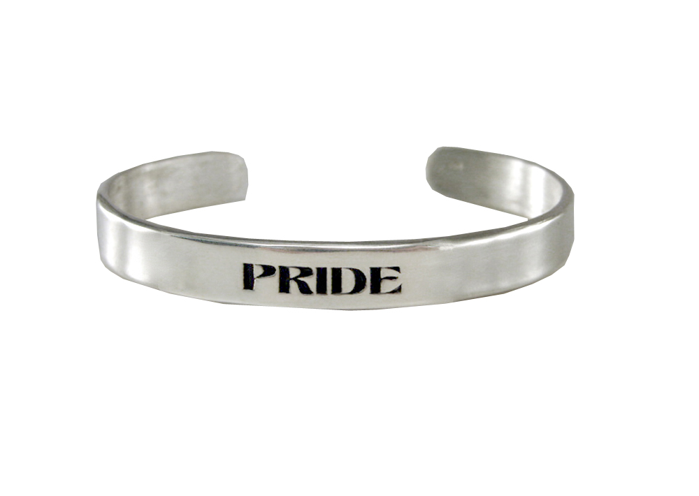 Sterling Silver "Pride" Message Cuff Bracelet