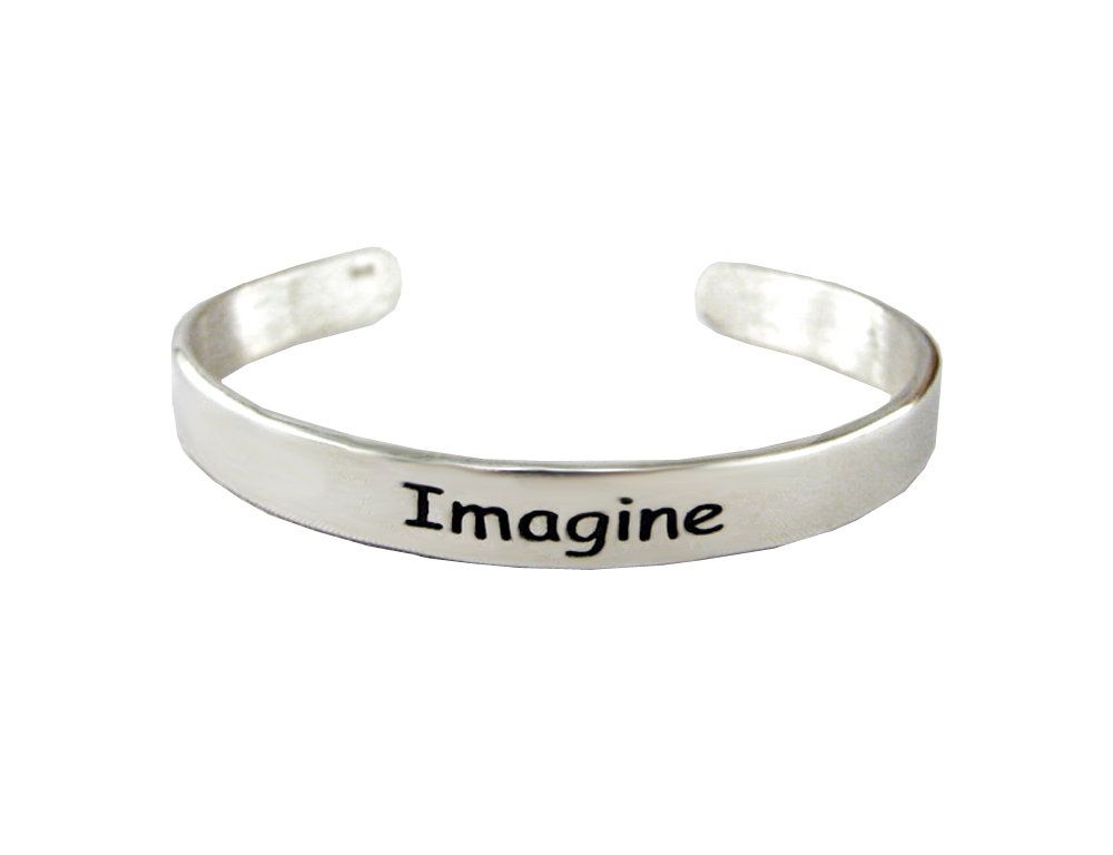 Sterling Silver "Imagine" Message Cuff Bracelet