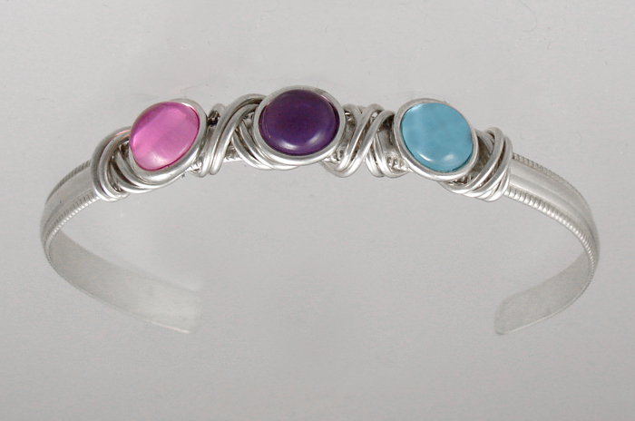 Sterling Silver Handmade Bi-Pride Cuff Bracelet