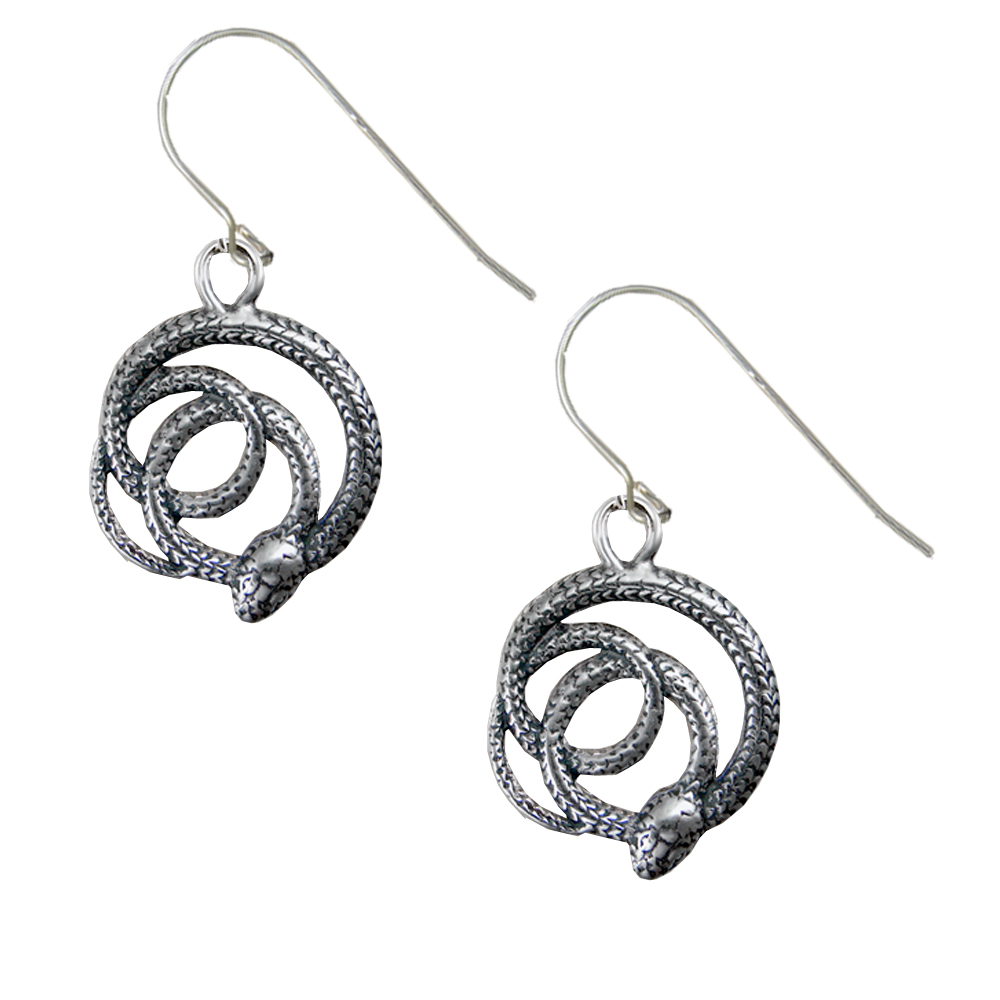 Sterling Silver Curly Snake Drop Dangle Earrings