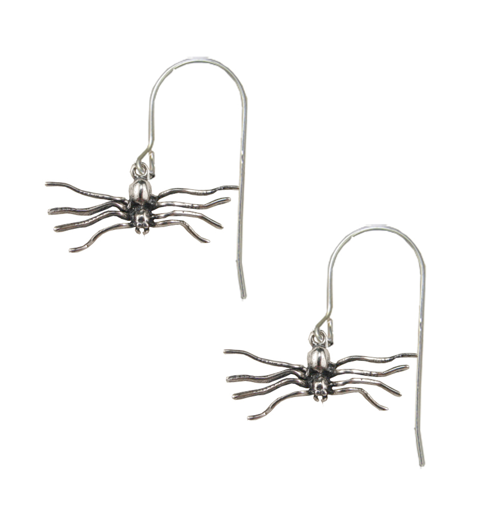 Sterling Silver Itty Bitty Spider Drop Dangle Earrings