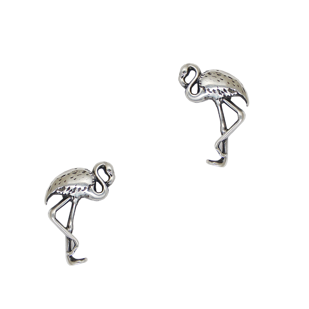 Sterling Silver Little Flamingos Post Stud Earrings