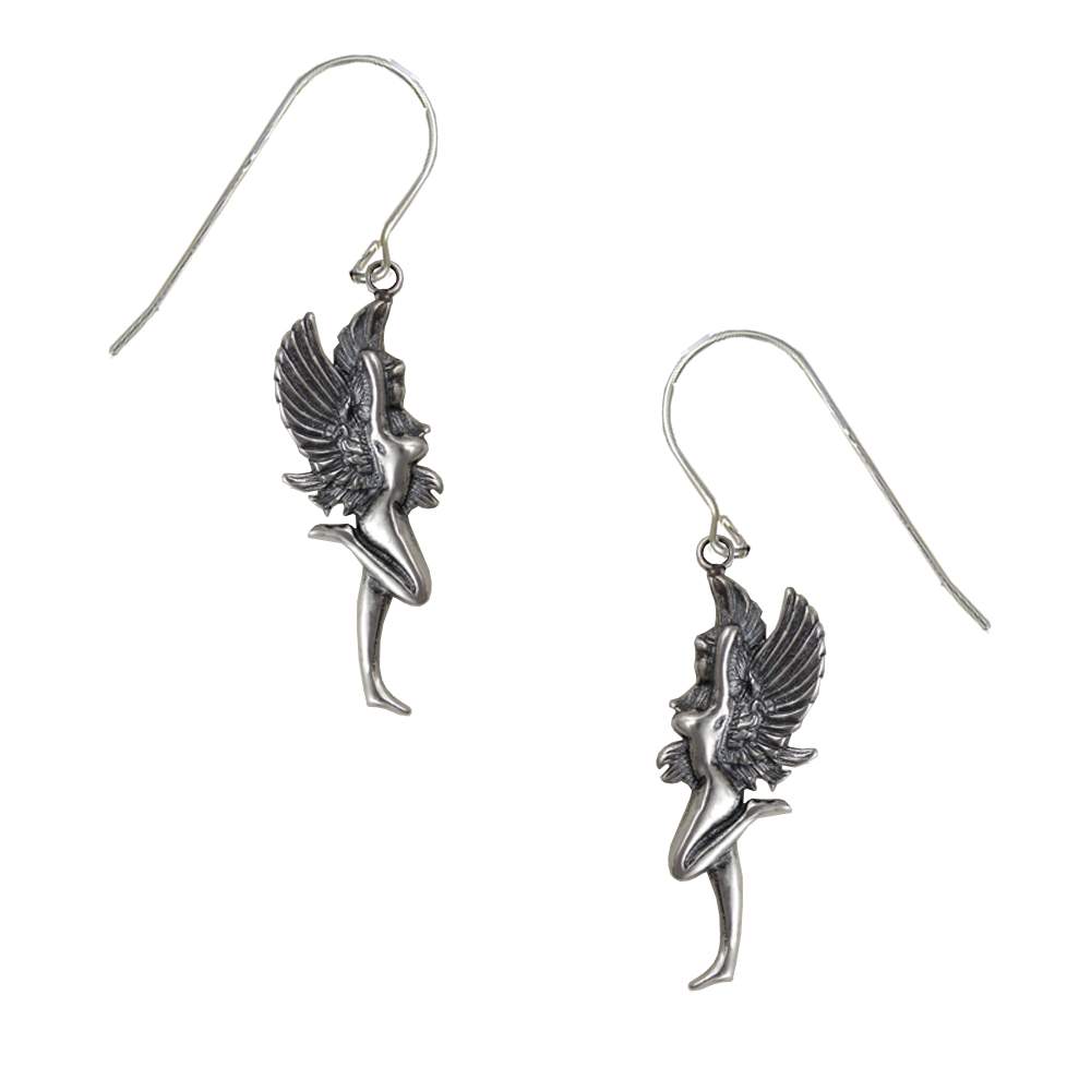 Sterling Silver Fairies Drop Dangle Earrings