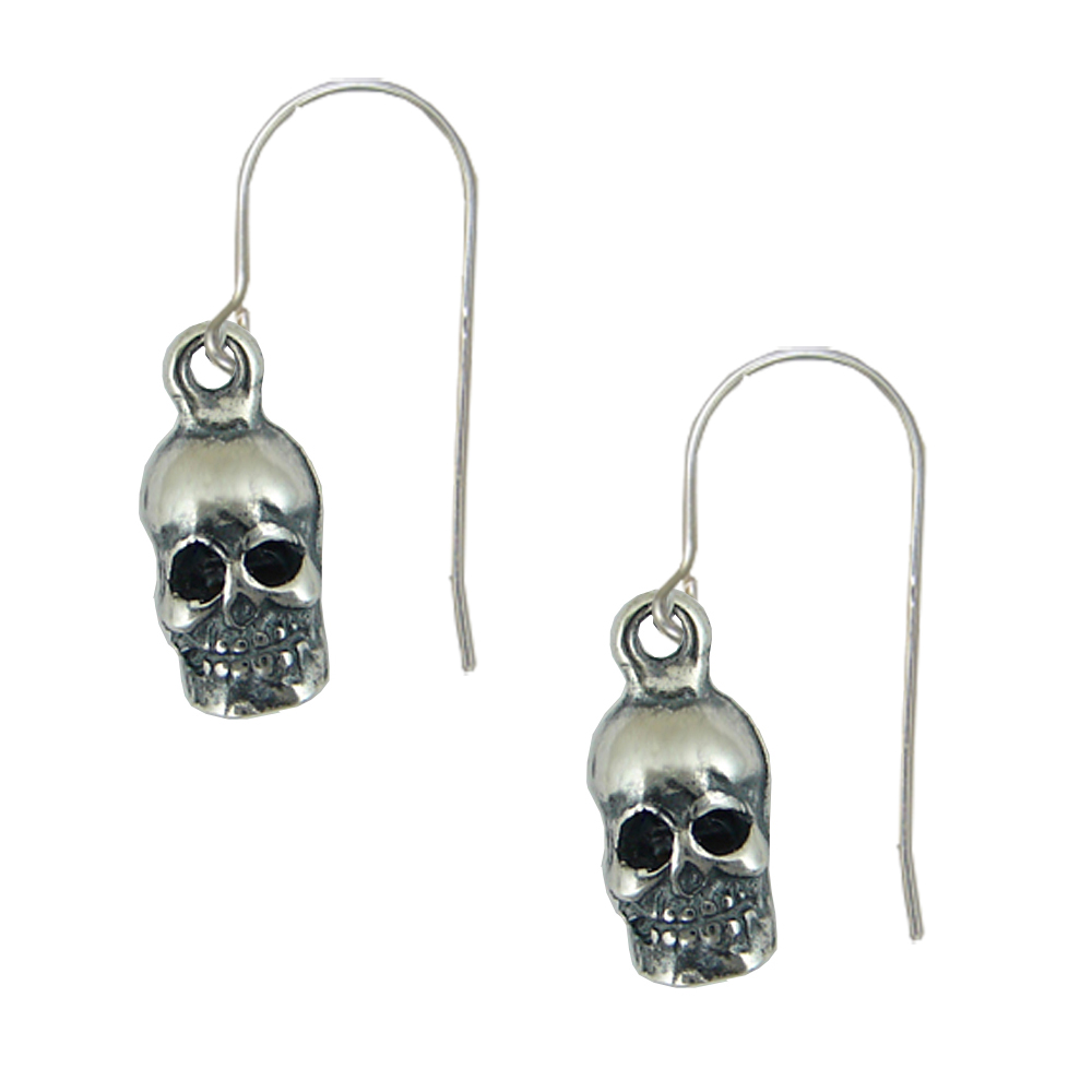 Sterling Silver Little Skull Drop Dangle Earrings