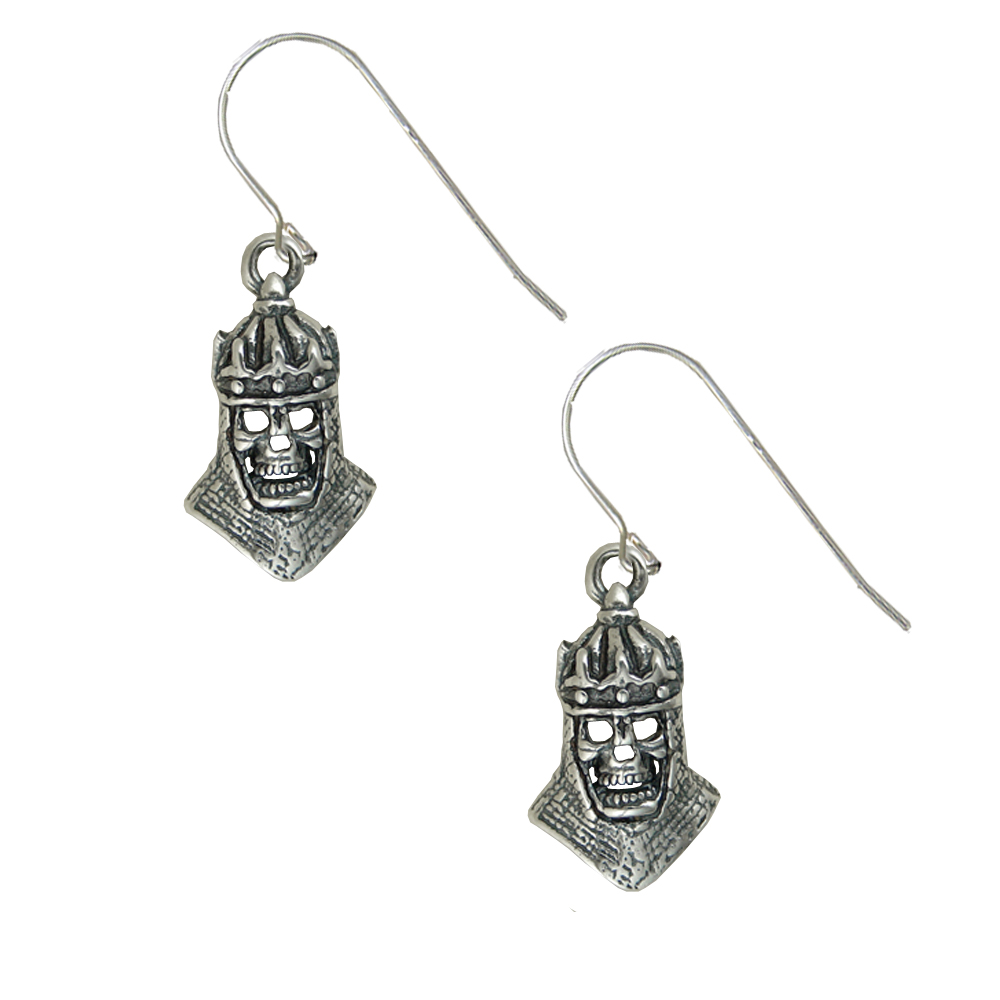 Sterling Silver Draugr Skeleton Knight King Drop Dangle Earrings