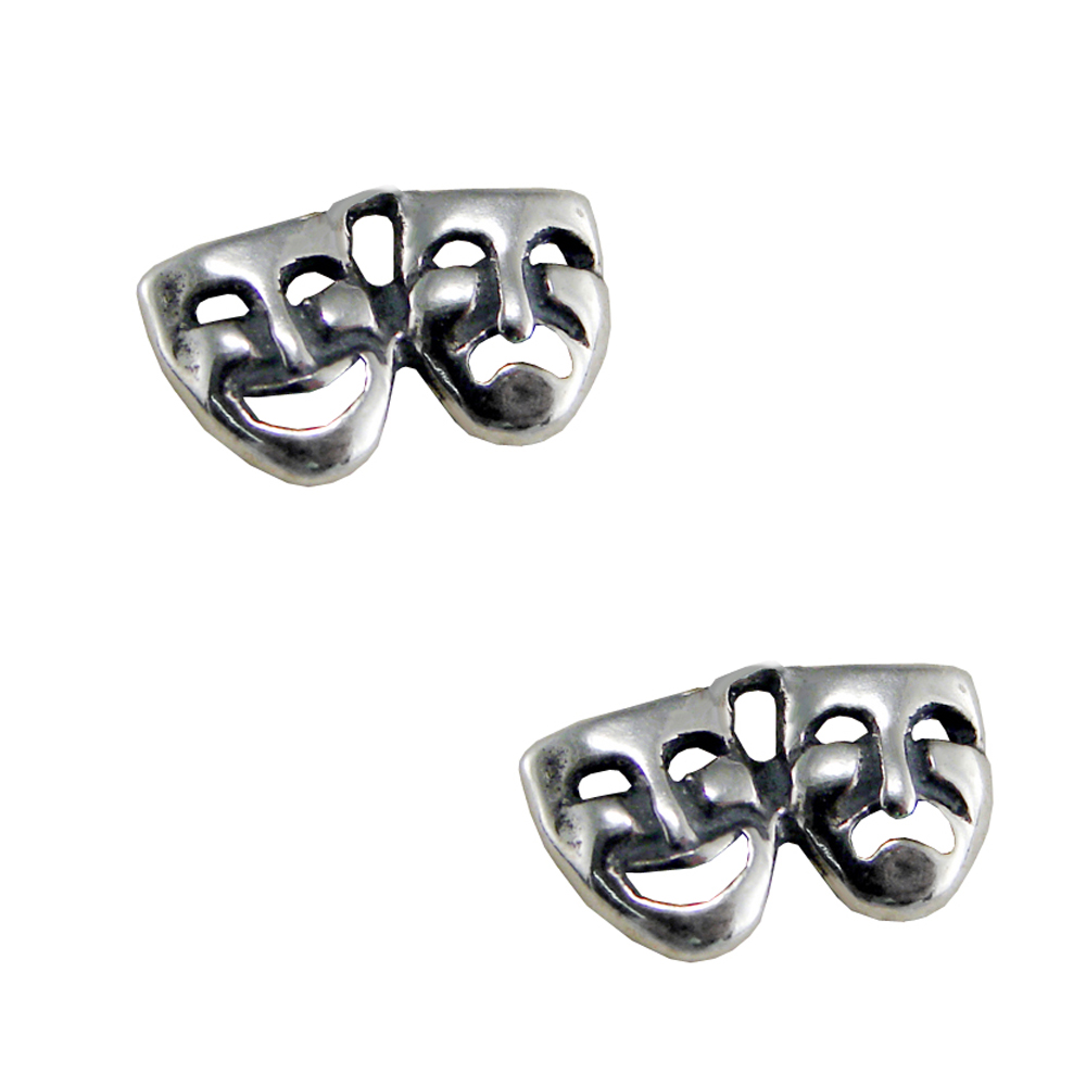 Sterling Silver Petite Comedy And Tragedy Post Stud Earrings