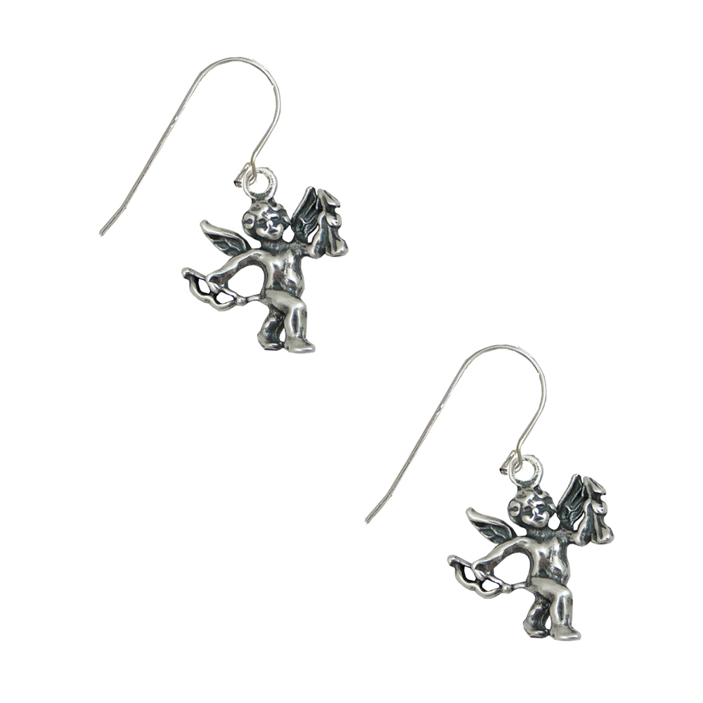 Sterling Silver Little Cupid Drop Dangle Earrings