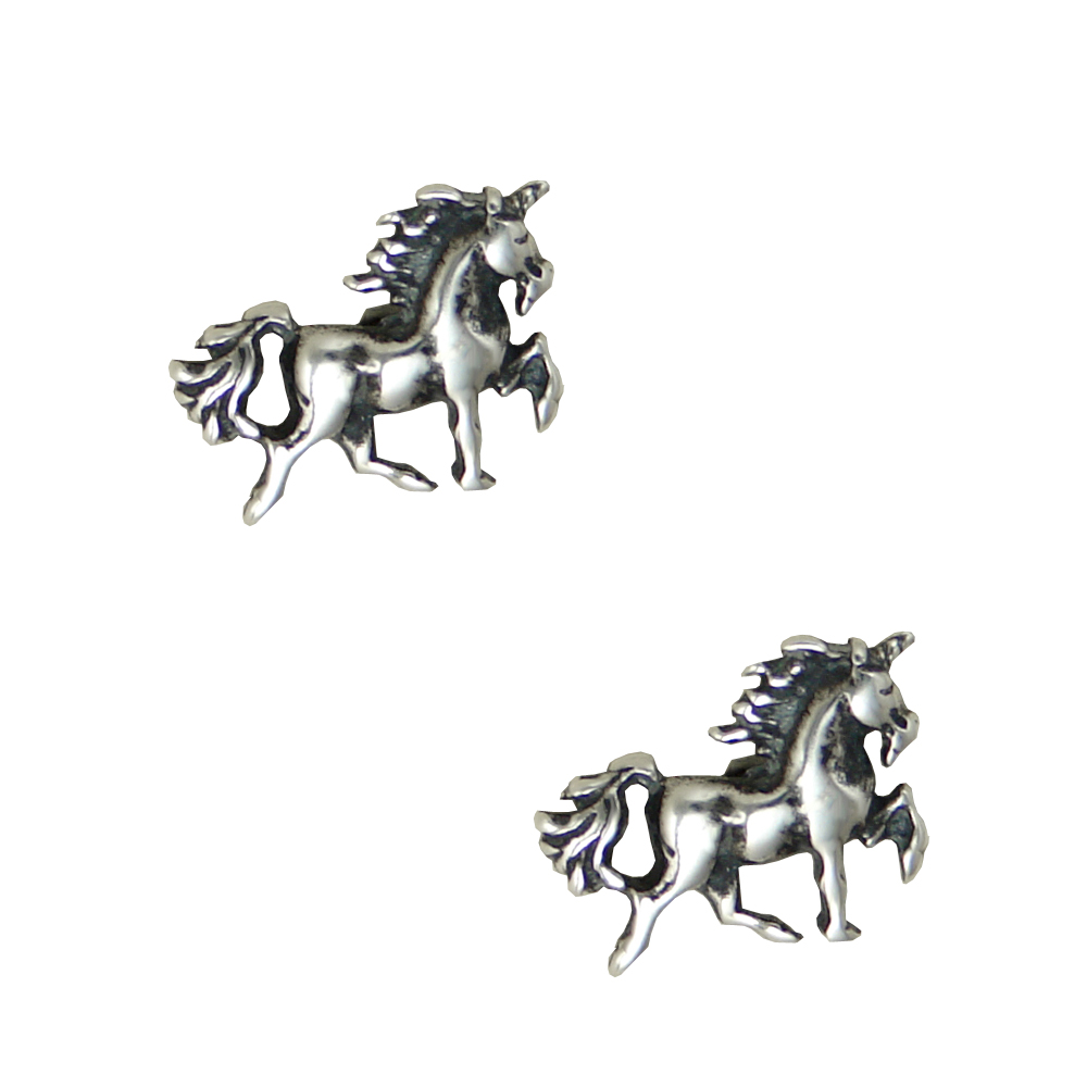 Sterling Silver Small Unicorn Post Stud Earrings