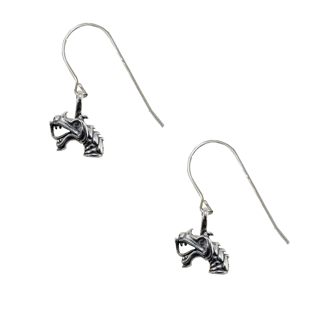 Sterling Silver Little Dragon Head Drop Dangle Earrings