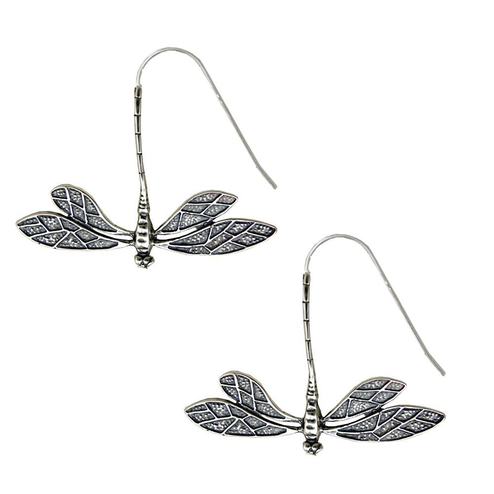 Sterling Silver Dragonfly Drop Dangle Earrings