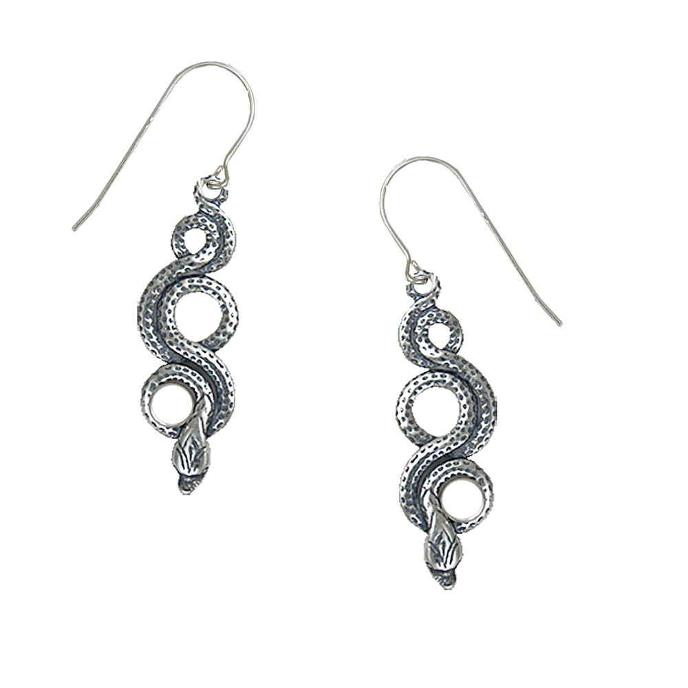 Sterling Silver Snake Drop Dangle Earrings