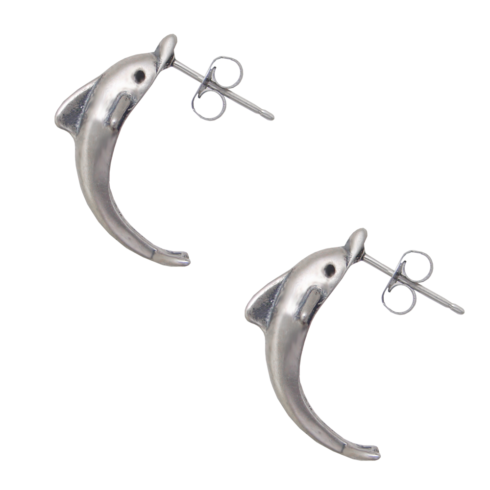 Sterling Silver Dolphin Post Stud Earrings