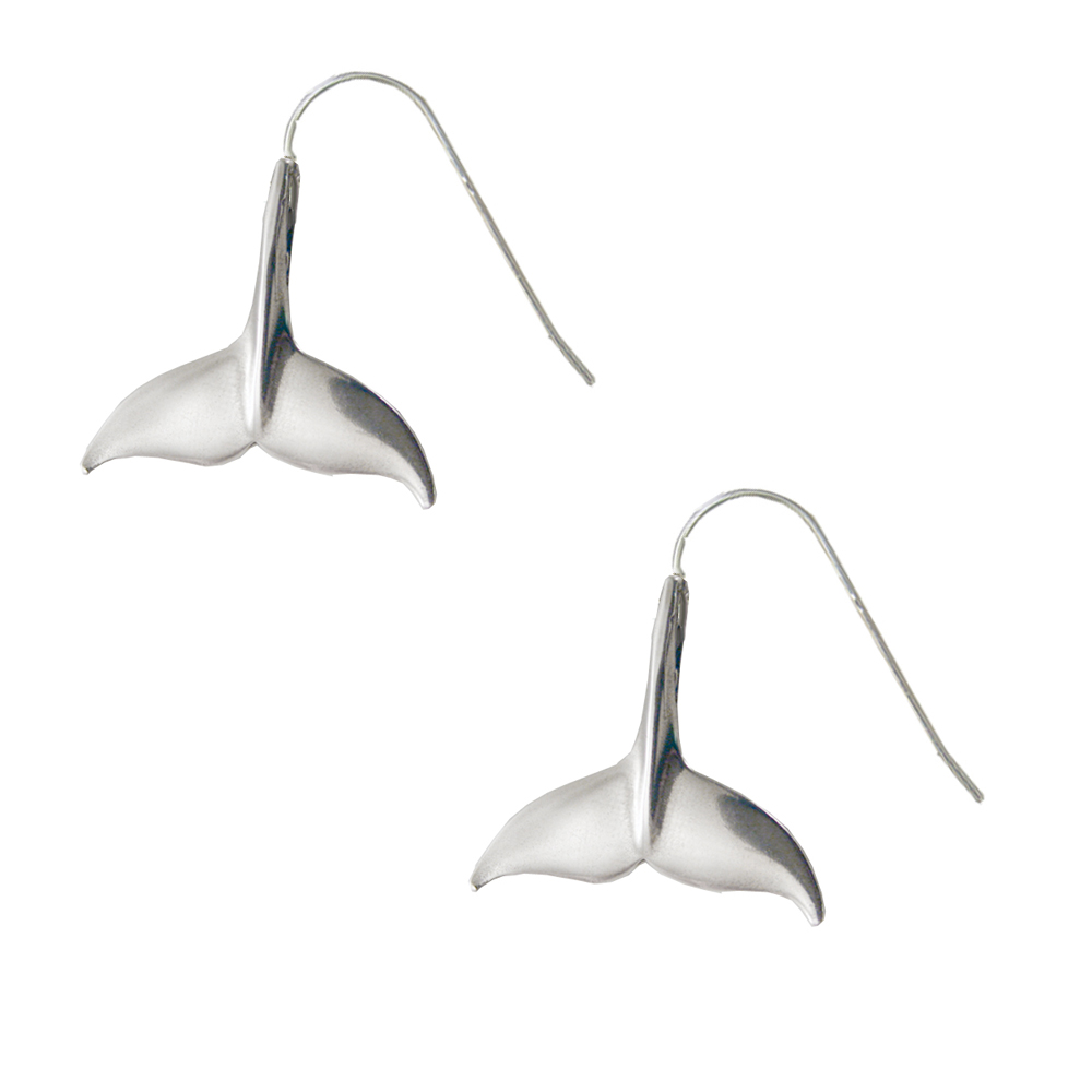 Sterling Silver Whale Tail Drop Dangle Earrings