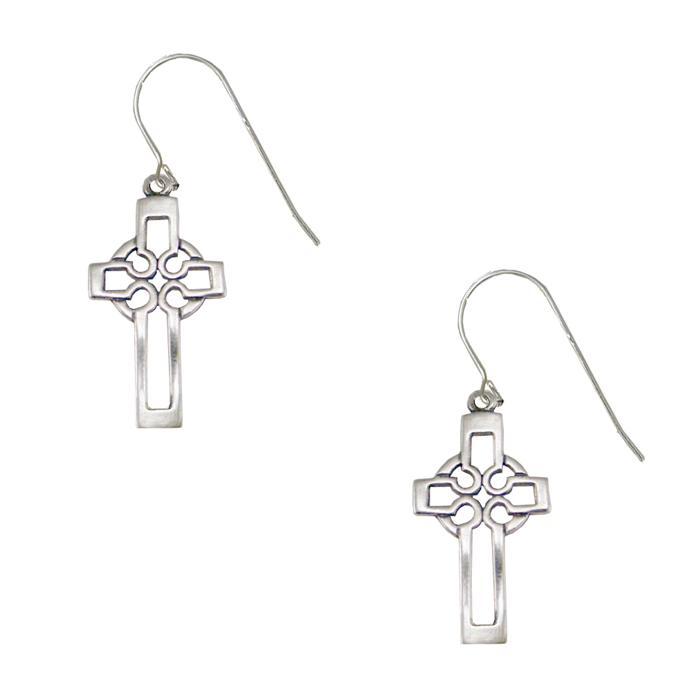 Sterling Silver Celtic Cross Drop Dangle Earrings