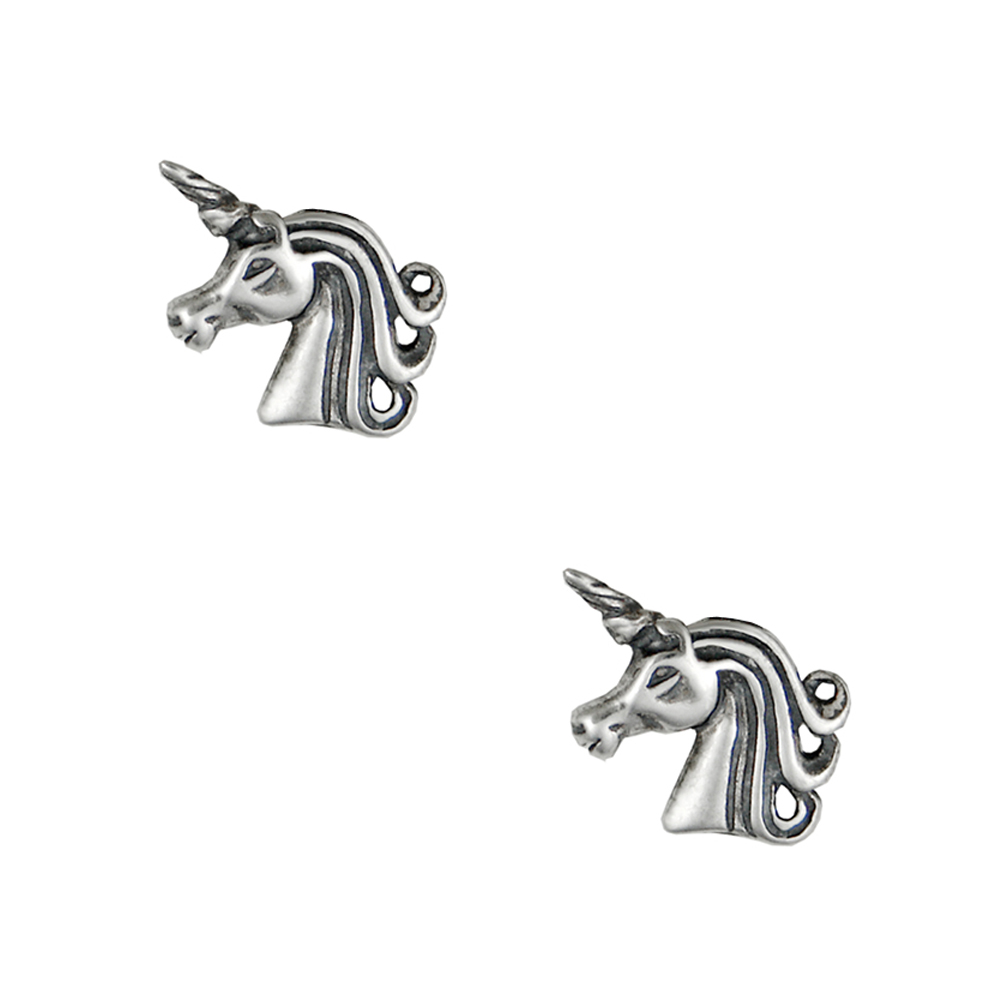 Sterling Silver Petite Unicorn Post Stud Earrings