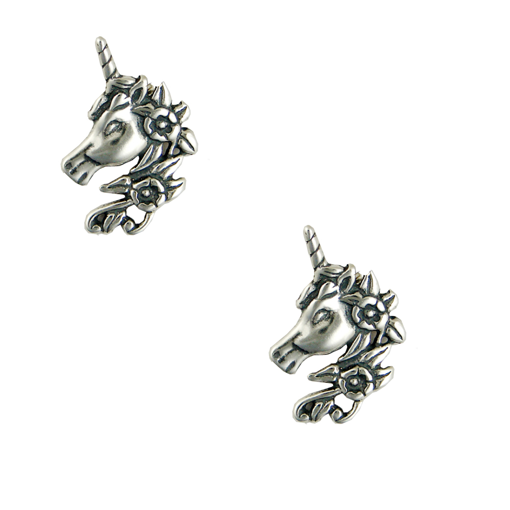 Sterling Silver Unicorn Post Stud Earrings