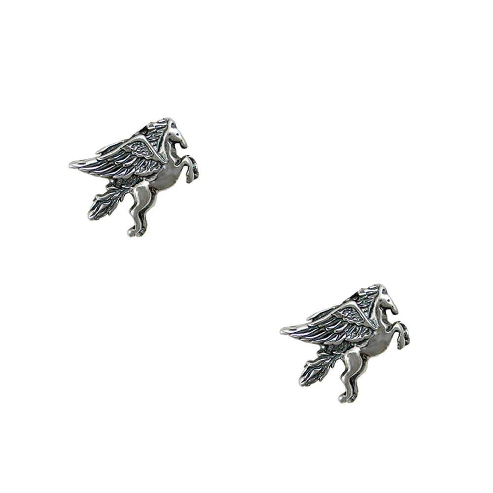 Sterling Silver Winged Horse Pegasus Post Stud Earrings