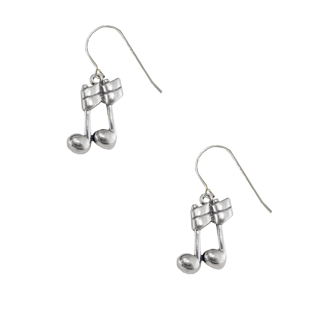 Sterling Silver Musical Notes Drop Dangle Earrings