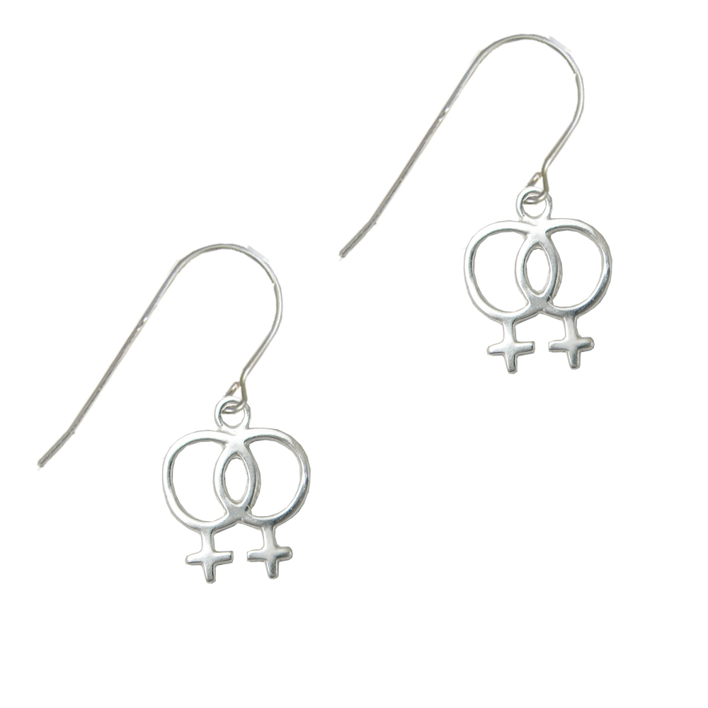 Sterling Silver Female Gay Pride Drop Dangle Earrings