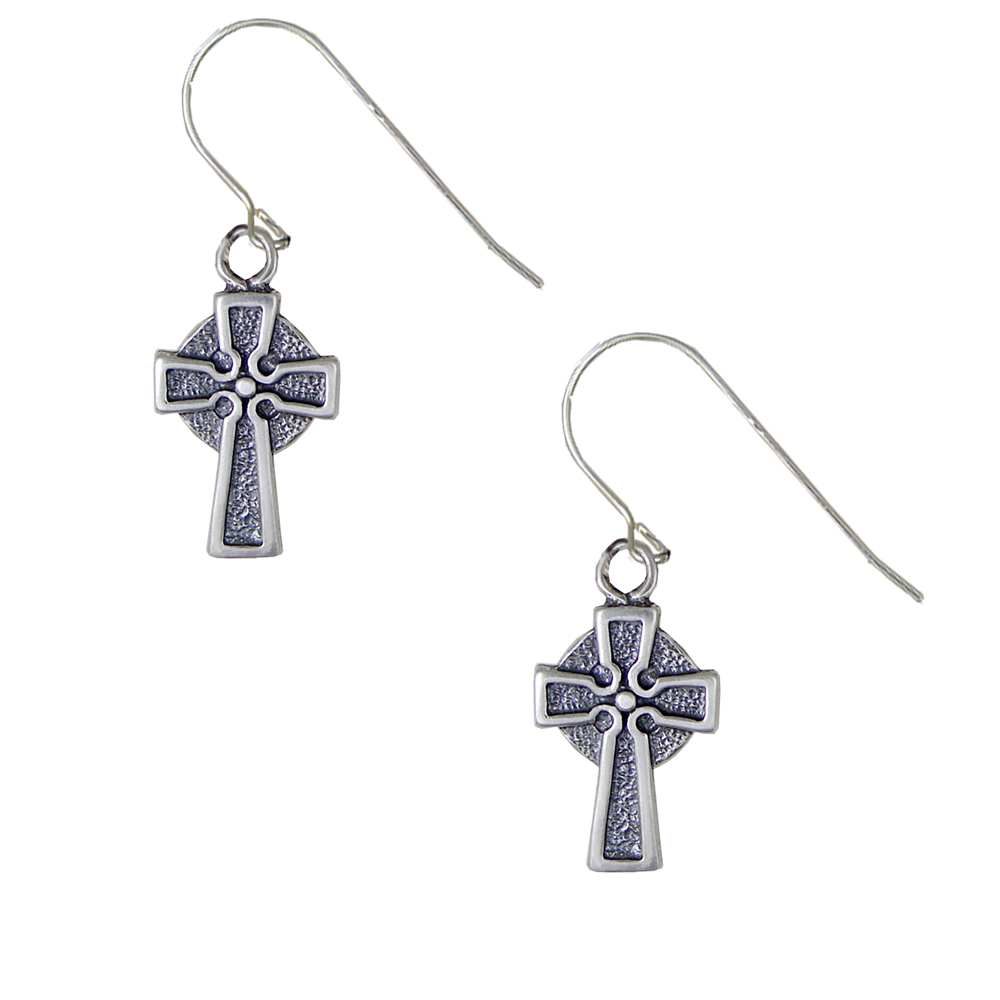 Sterling Silver Petite Celtic Cross Drop Dangle Earrings