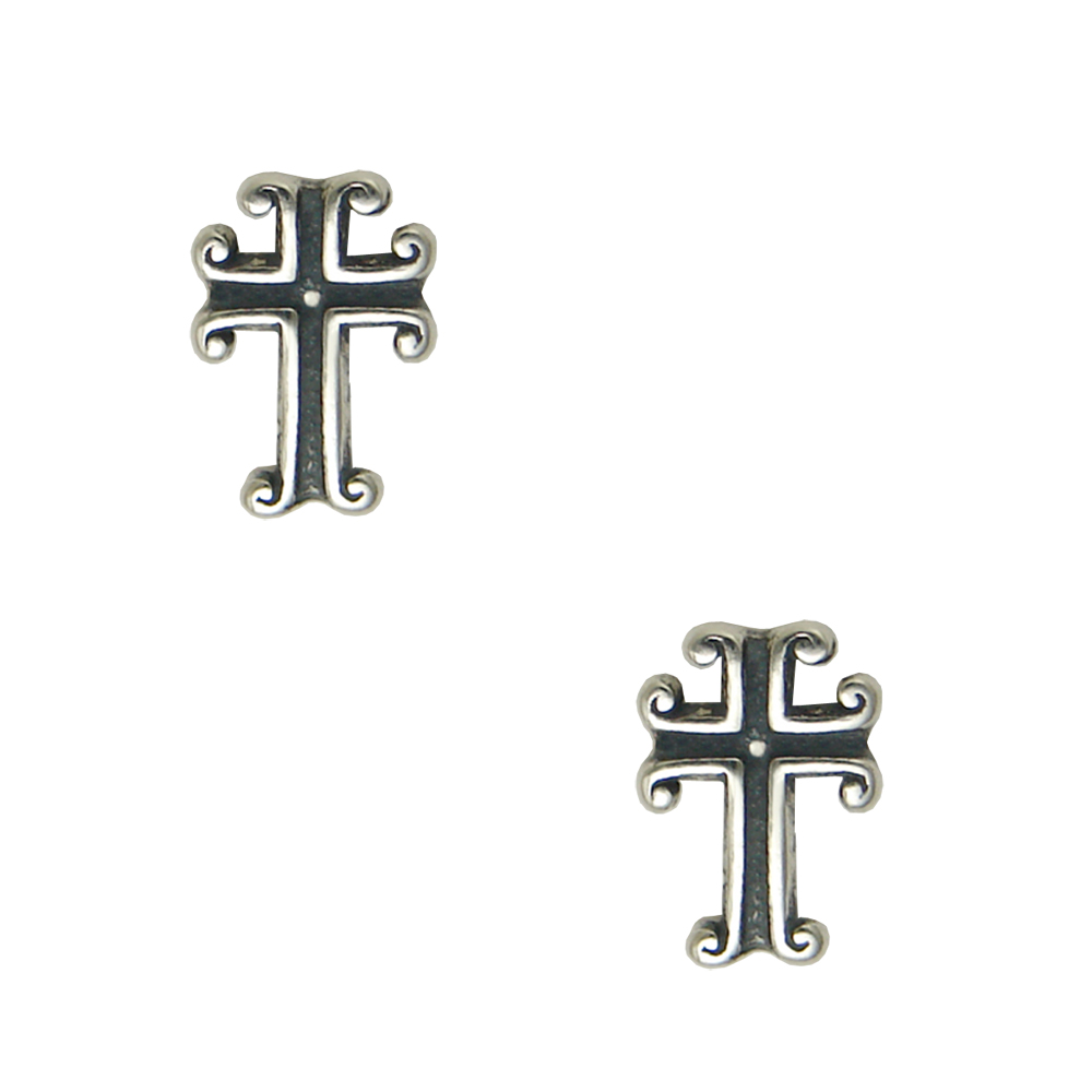 Sterling Silver Petite Cross Post Stud Earrings