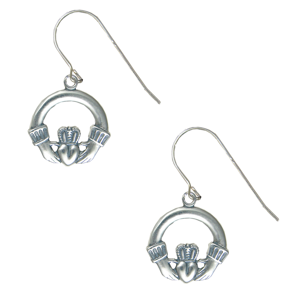 Sterling Silver Claddagh Drop Dangle Earrings