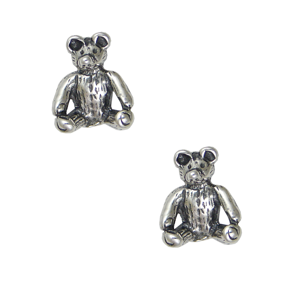 Sterling Silver Teddy Bear Post Stud Earrings