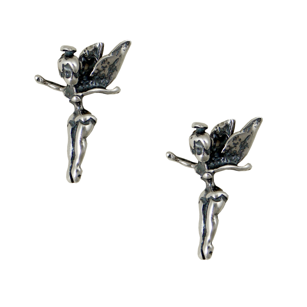 Sterling Silver Tinkerbell Pixie Fairy Post Stud Earrings