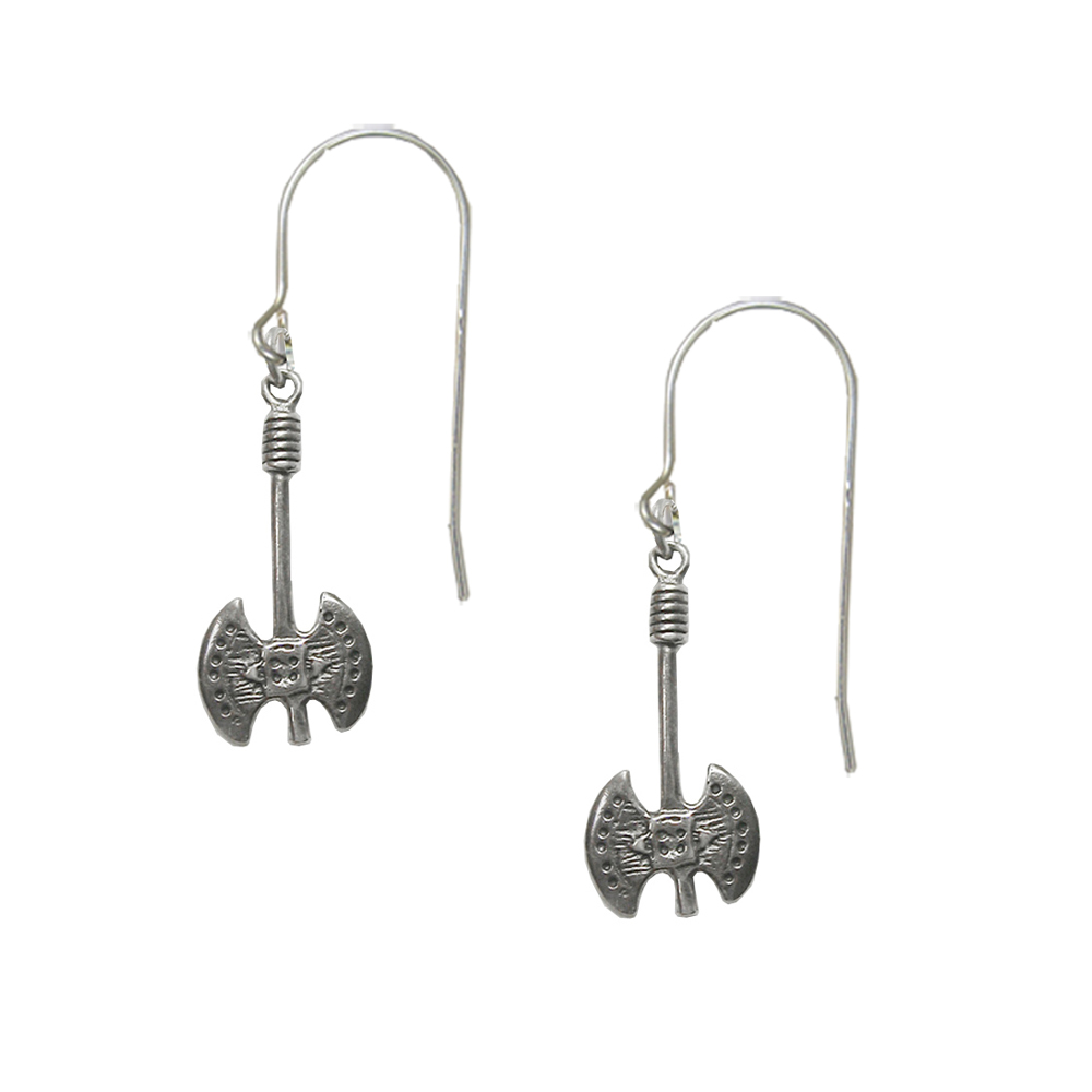 Sterling Silver Warriors Battle Axe Labrys Drop Dangle Earrings