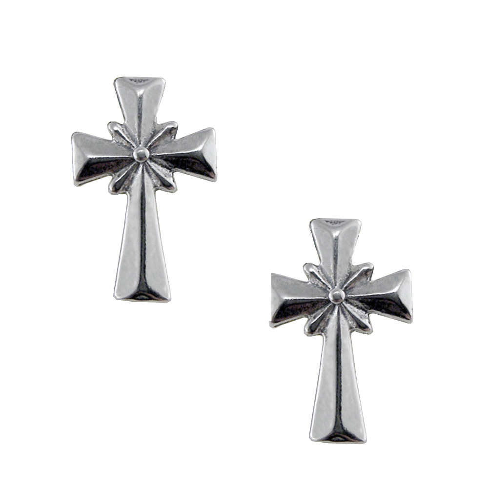 Sterling Silver Cross Post Stud Earrings