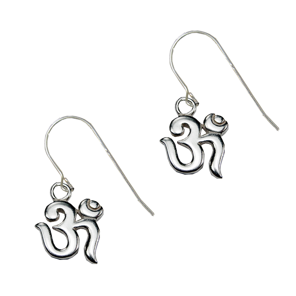 Sterling Silver Om Ohm Drop Dangle Earrings